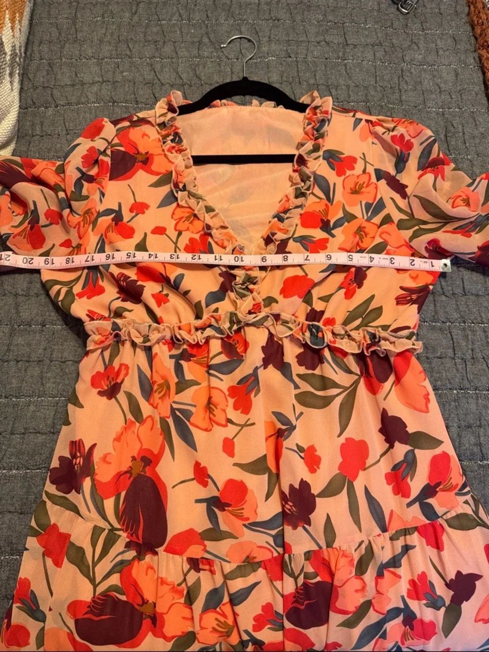 Floral V-neck Floral Long Sleeve Dress - Picture 9 of 9